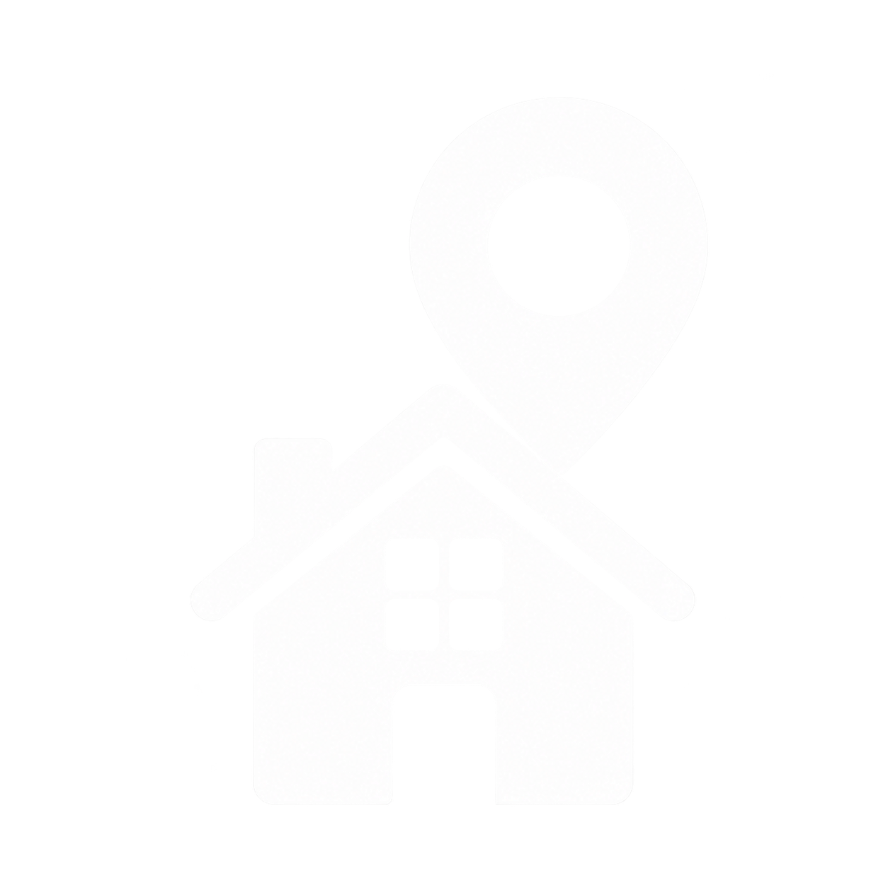 Icon of a house with a location pin over it, indicating home address or location.
