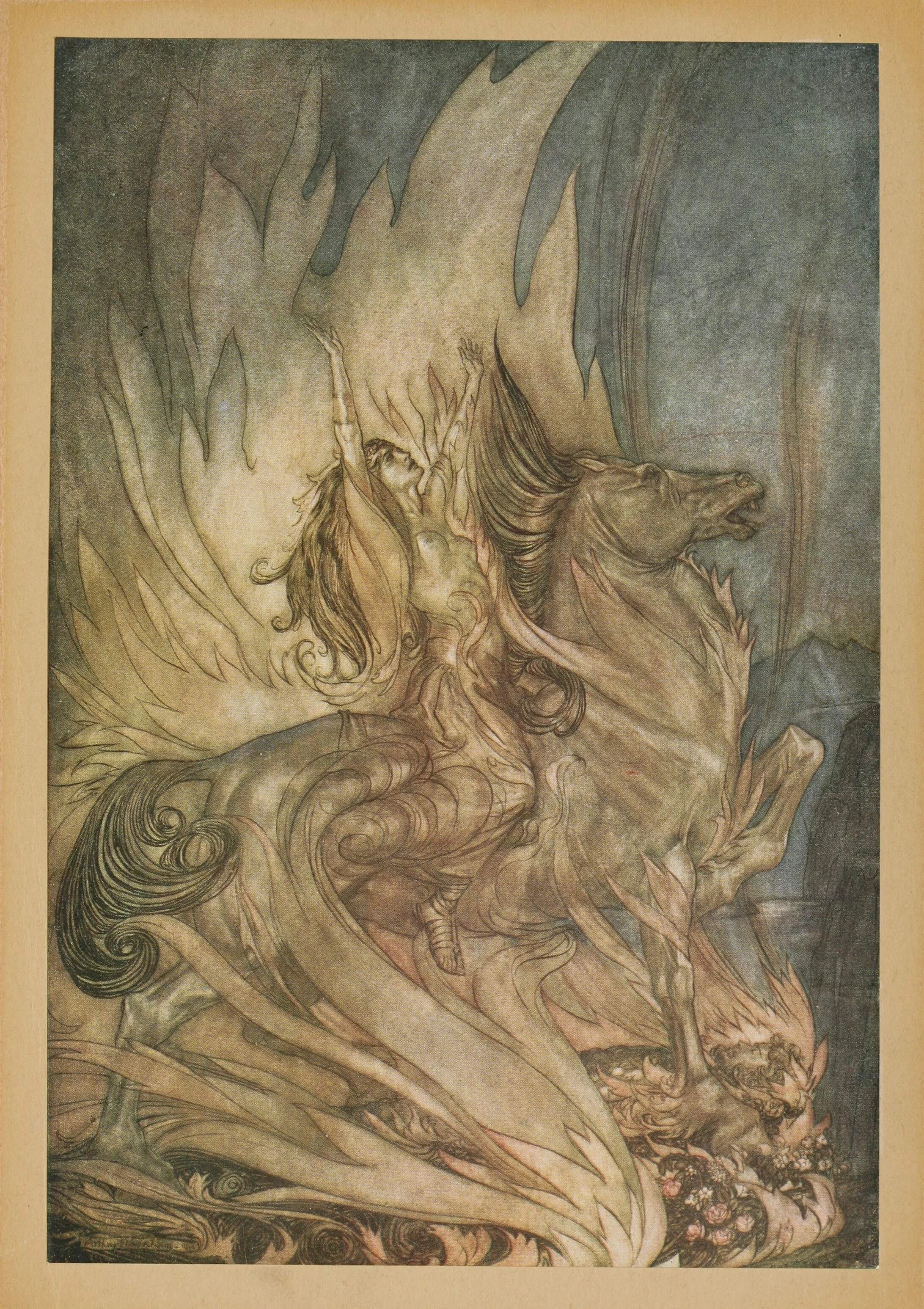 A detailed illustration of a dragon, with a fierce expression, surrounded by swirling clouds and flames, in a traditional Asian art style.
