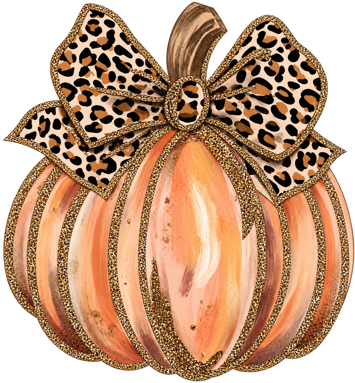 Peach Pumpkin + Leopard Bow