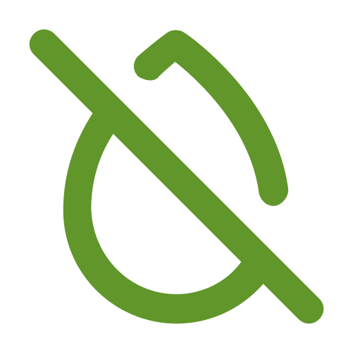 Green icon of a crossed-out fish hook or fishing hook on a black background.