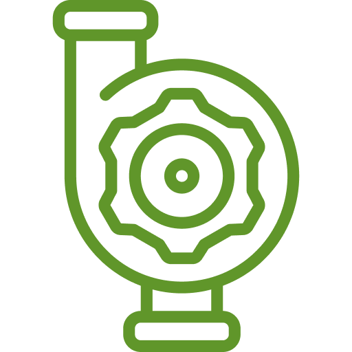 Icon of a microscope in green outline style.