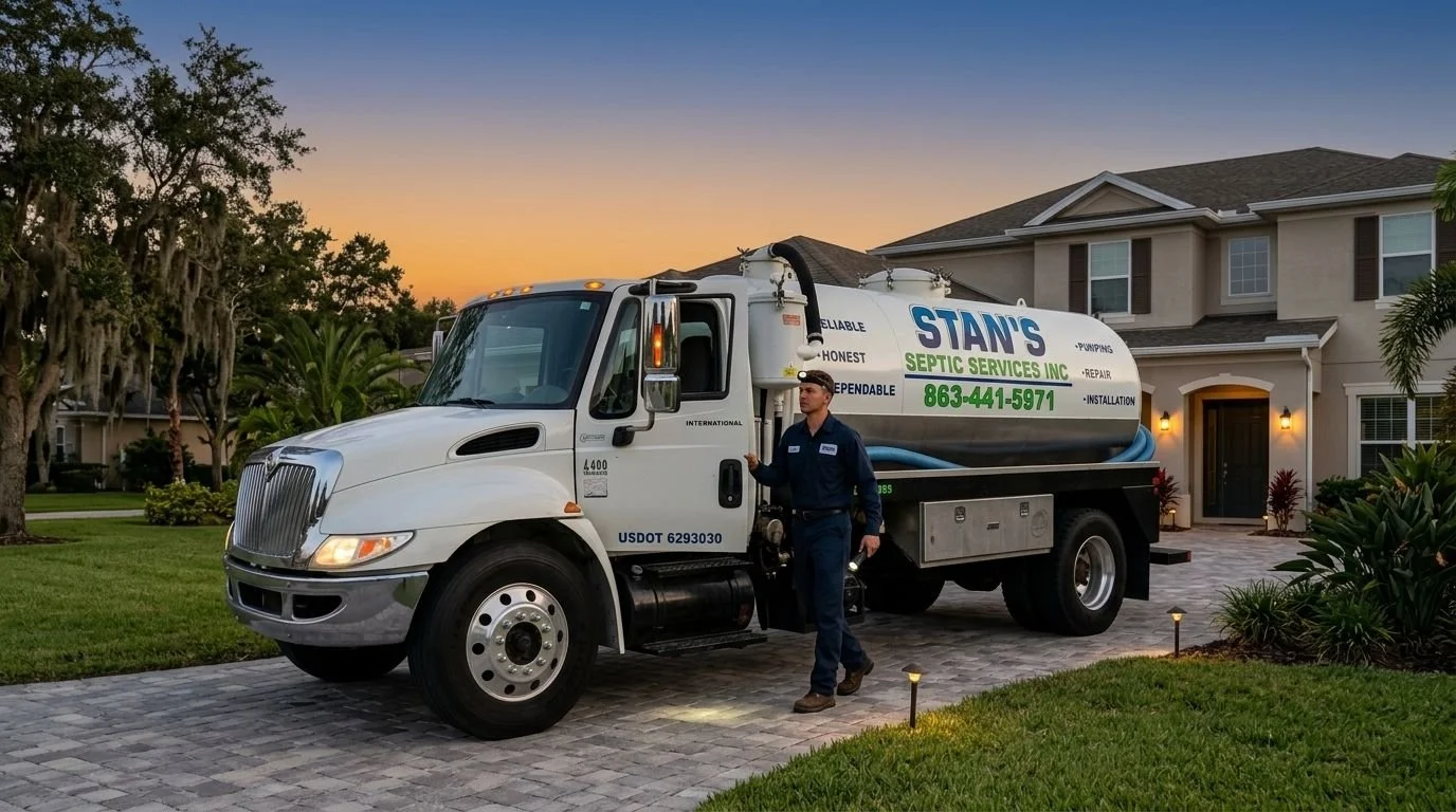 Technician by truck Stan's Septic