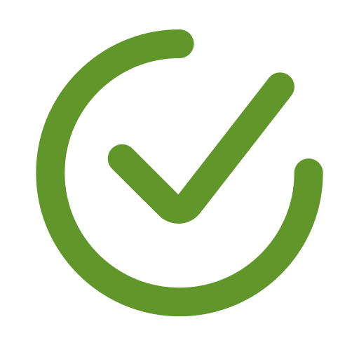 Green circular checkmark icon on a black background.