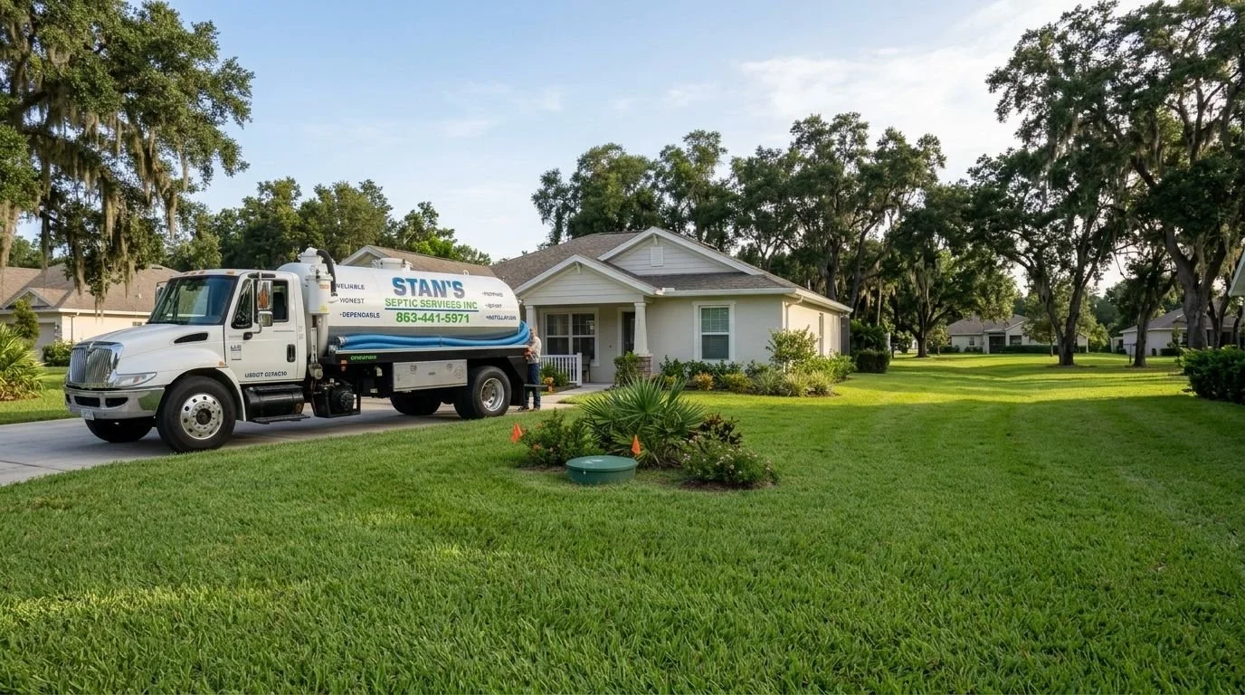Stan's Septic Tank Parked Outside of Client's House