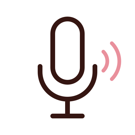 Icon of a microphone with sound waves.