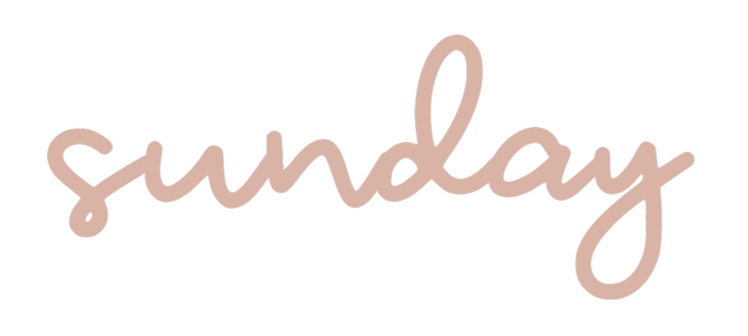 Pink handwritten-style text that says 'sunday' on a black background.