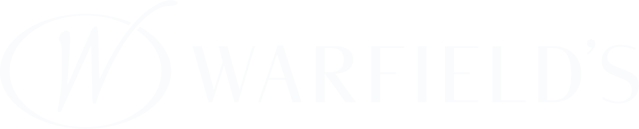 Black and white logo of Warfield's restaurant in Clifton Springs, NY, with a stylized letter 'W' inside an oval shape.