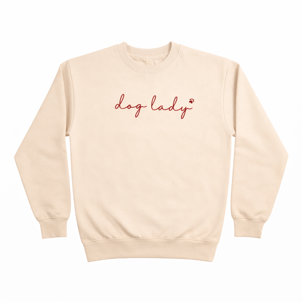 Dog lady sweatshirt with paw print.png