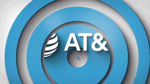 AT&T logo with concentric blue and gray circles.