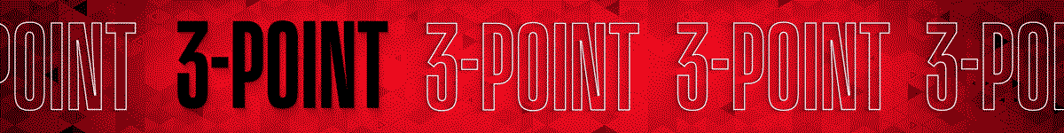 Red background with the words "3-POINT" written repeatedly in black and outlined in red and gray.