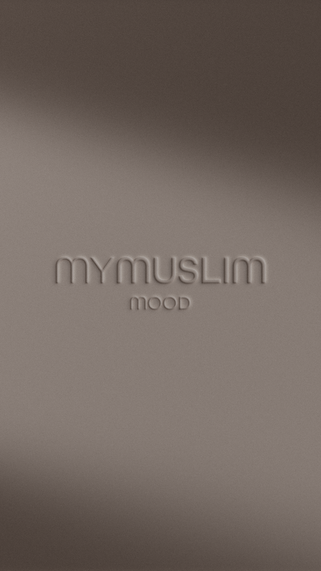Text on a gray background that reads 'MYMUSLIM mood' in raised, embossed letters.