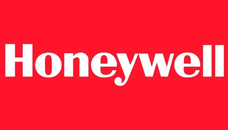 Honeywell logo with white text on a red background.