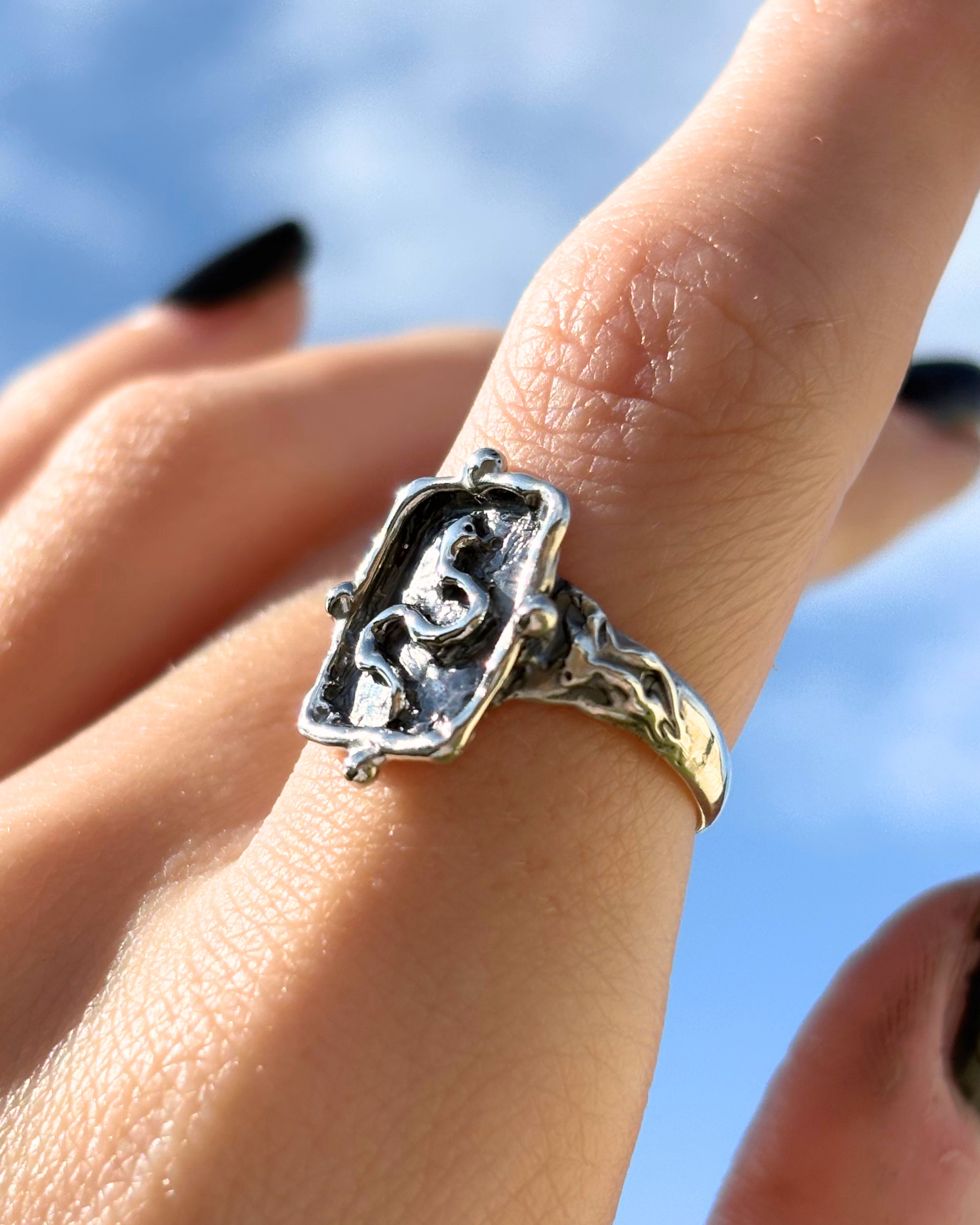 Snake Tarot Sterling Silver Ring (US 6)