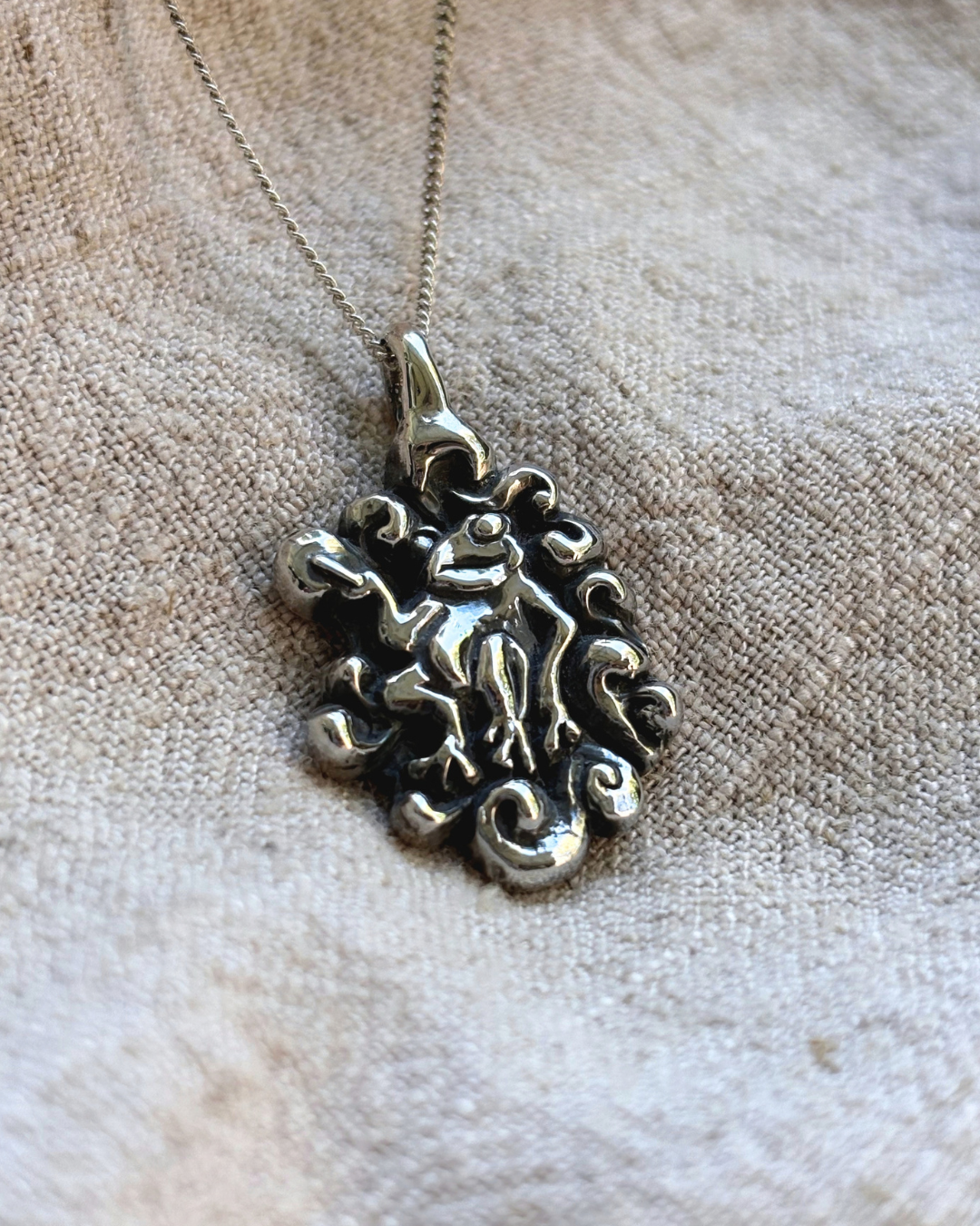 Smoking Frog Sterling Silver Necklace