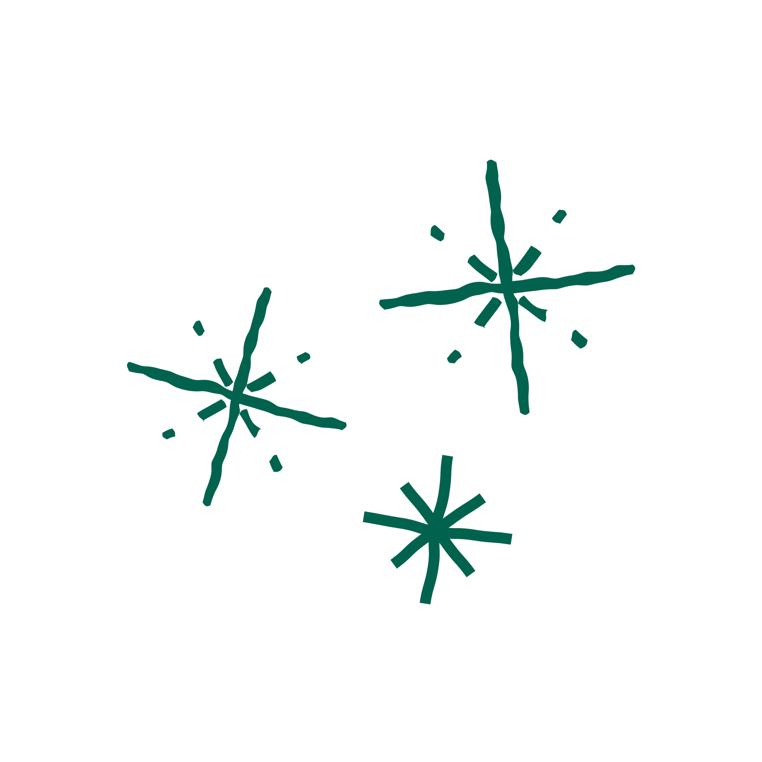 Line drawing of stylized snowflakes on a black background