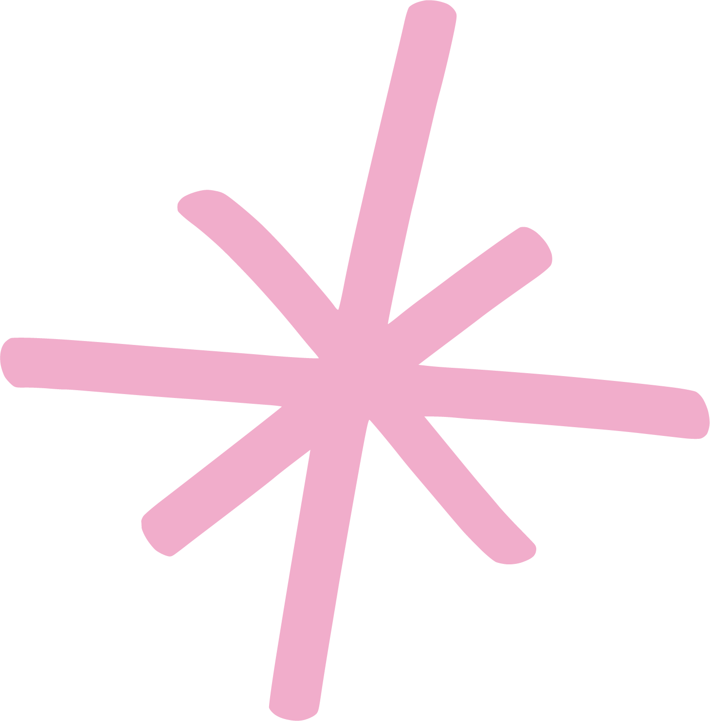 Pink abstract starburst shape on a black background.