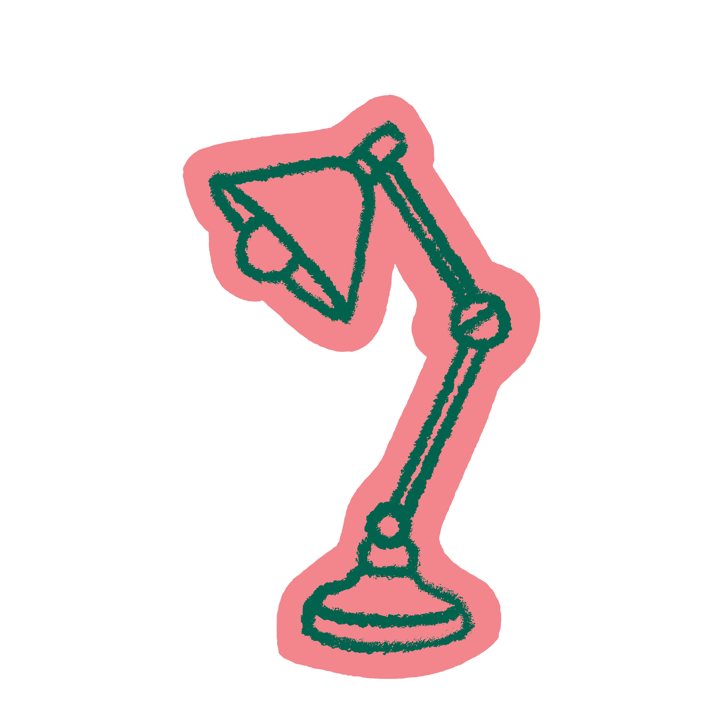 A digital illustration of a hand holding a cube, with a pink background and green outline.
