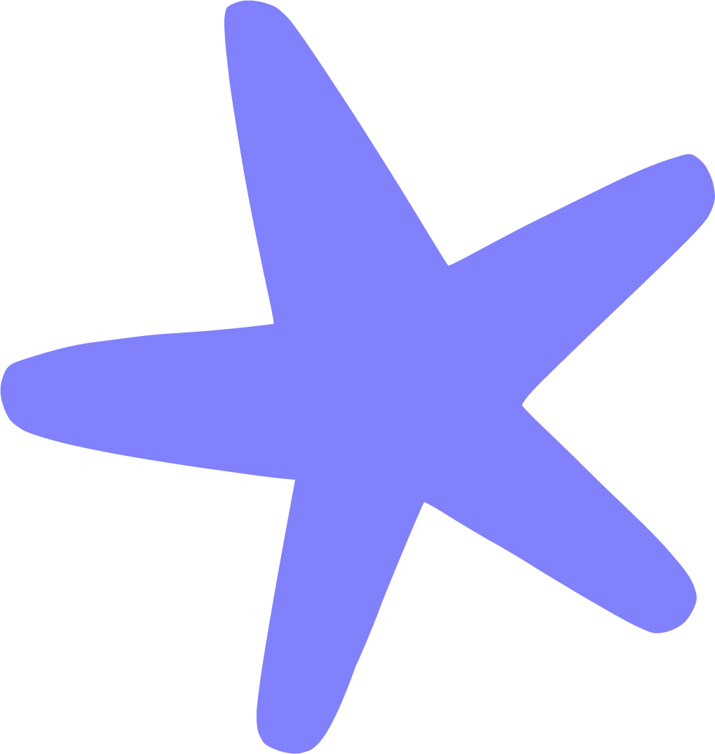 A simple, illustration of a light purple starfish on a black background.