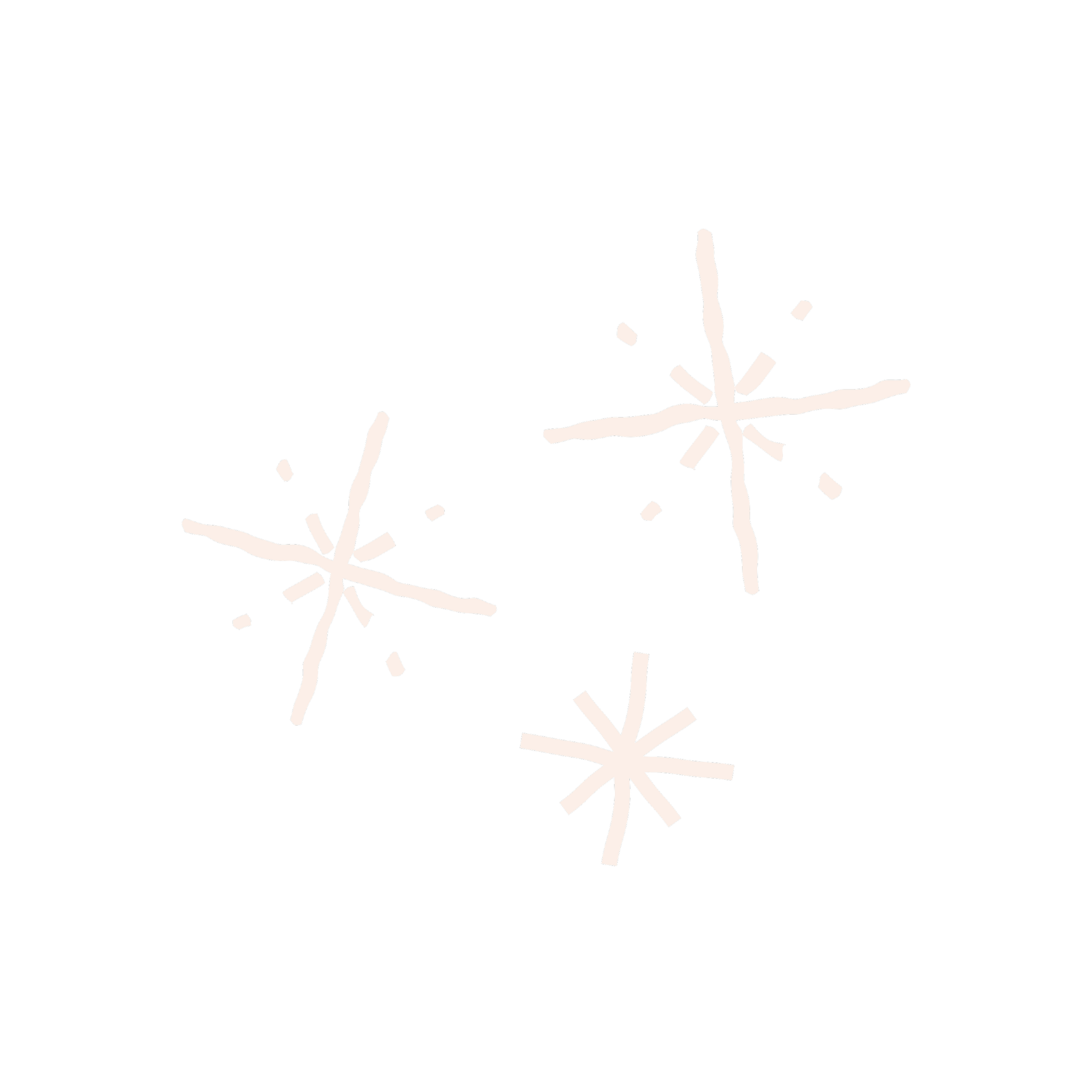 Black background with white hand-drawn style snowflakes and sparkles.