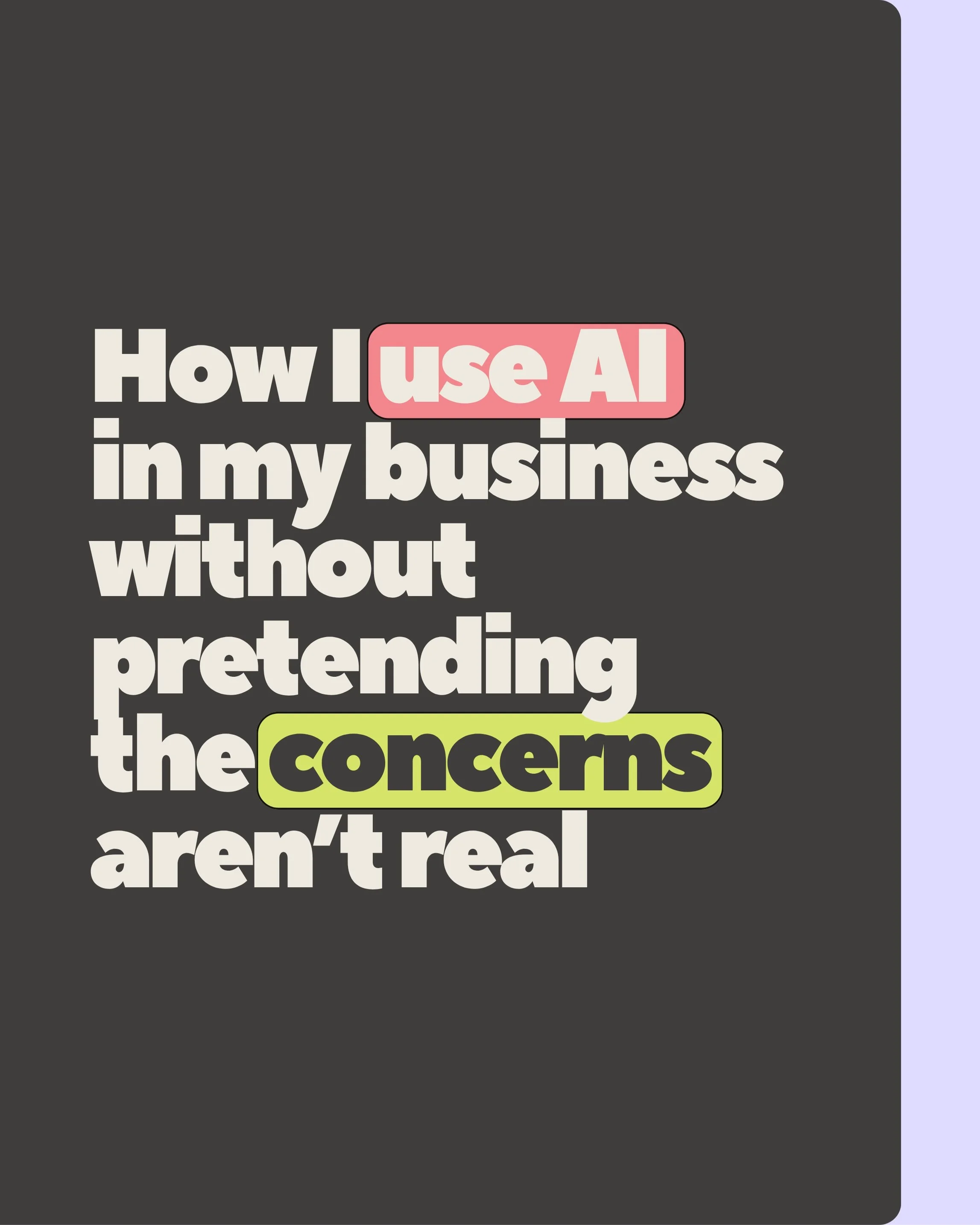 AI has many environmental and ethical problems, so we shouldn&rsquo;t pretend it doesn&rsquo;t. But I&rsquo;m also running a business by myself, with 2 small kids and AI simplifies and gives back a lot of my time that was going into admin and repeata