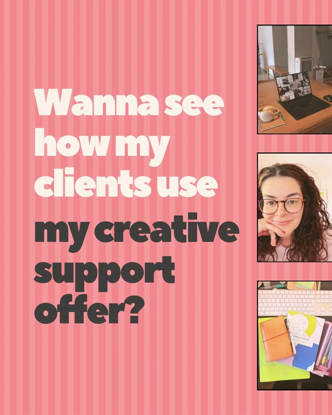 Wanna see what actually goes into a creative support slot? Here&rsquo;s 5 examples:

A course that had been on a to do list for a (long) while. A Substack that needed to look visually interesting. Social templates to open Canva, drop the text and pos