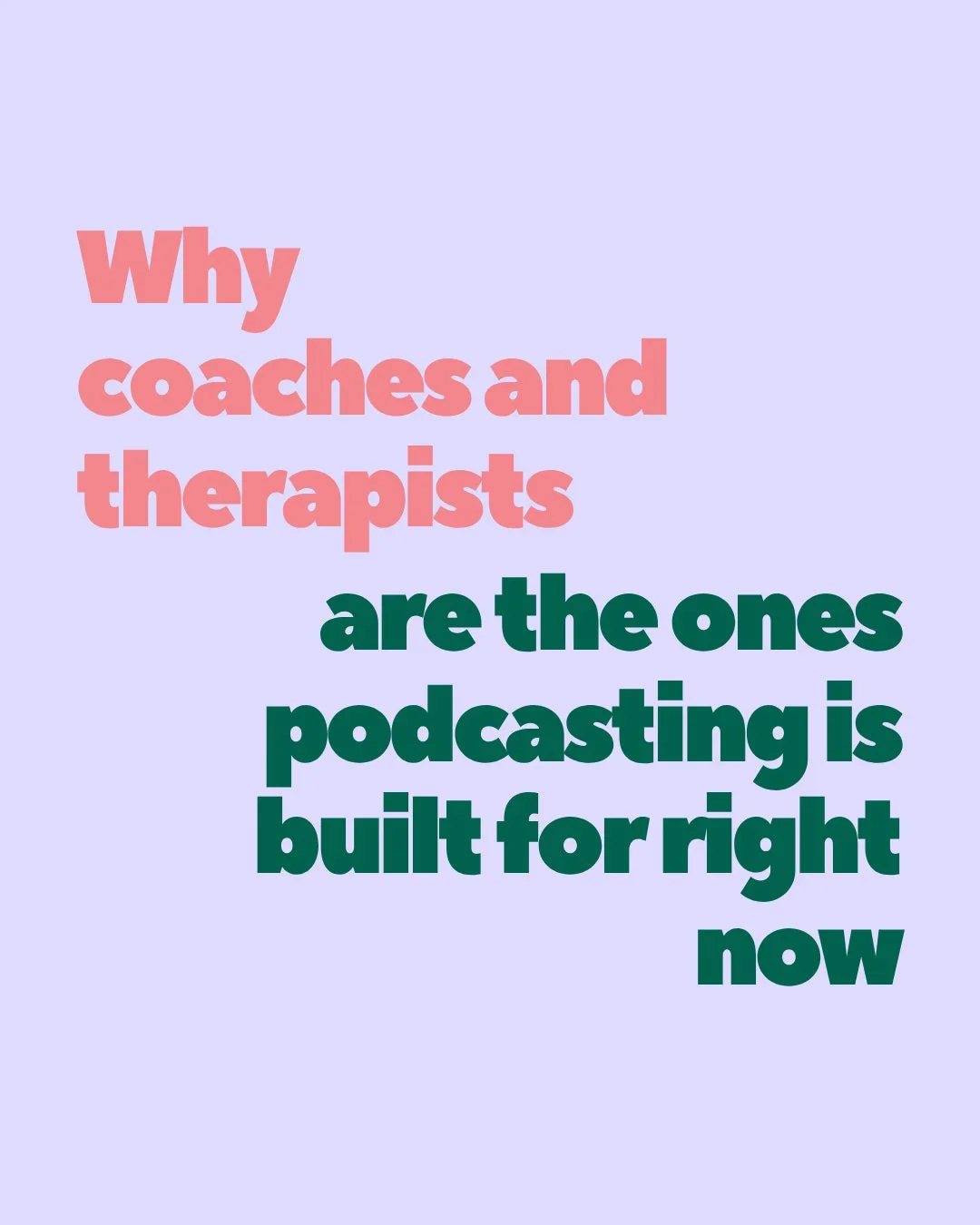 I keep hearing people saying podcasts are a growth hack, but from my experience they're more of a trust hack. And you already know more about trust than basically anyone (hi, therapists and coaches 👋).

And this is why I really think this is your me