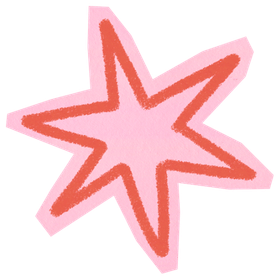 Pink star-shaped sticker with a red outline
