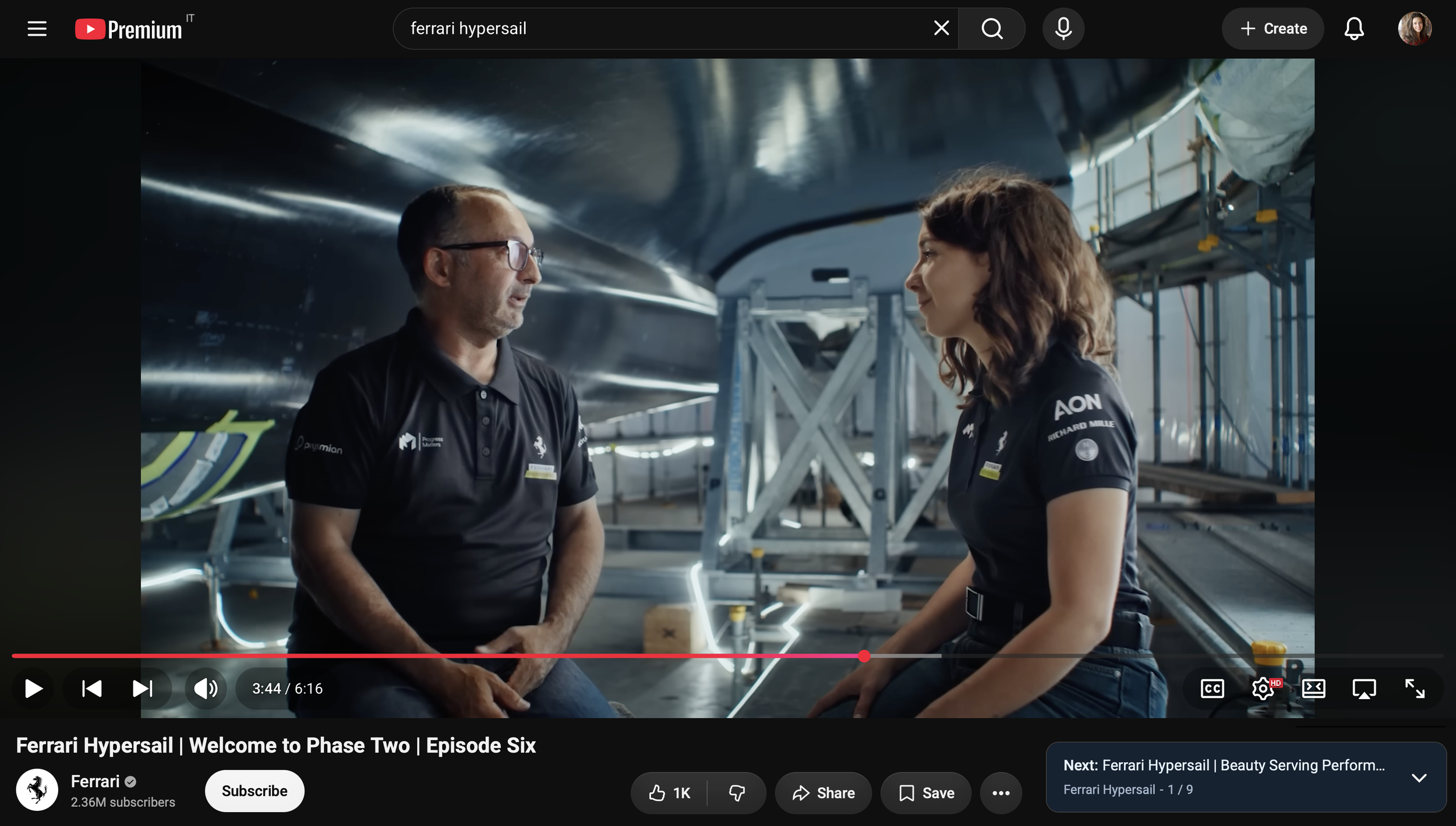 Ferrari Hypersail Youtube Series – 2025-26 – Role: Developer, Producer, Presenter