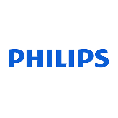 Phillips logo in black and blue text on a black background.