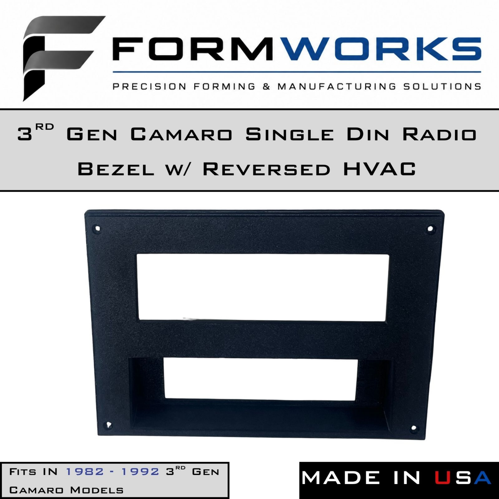 3rd Gen Camaro (82-92) Single Din Radio Bezel w/ Reversed HVAC and Radio