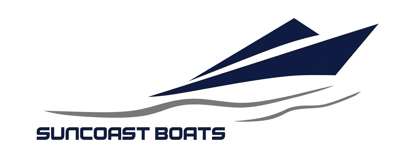 Logo of Suncoast Boats with a stylized boat and waves.