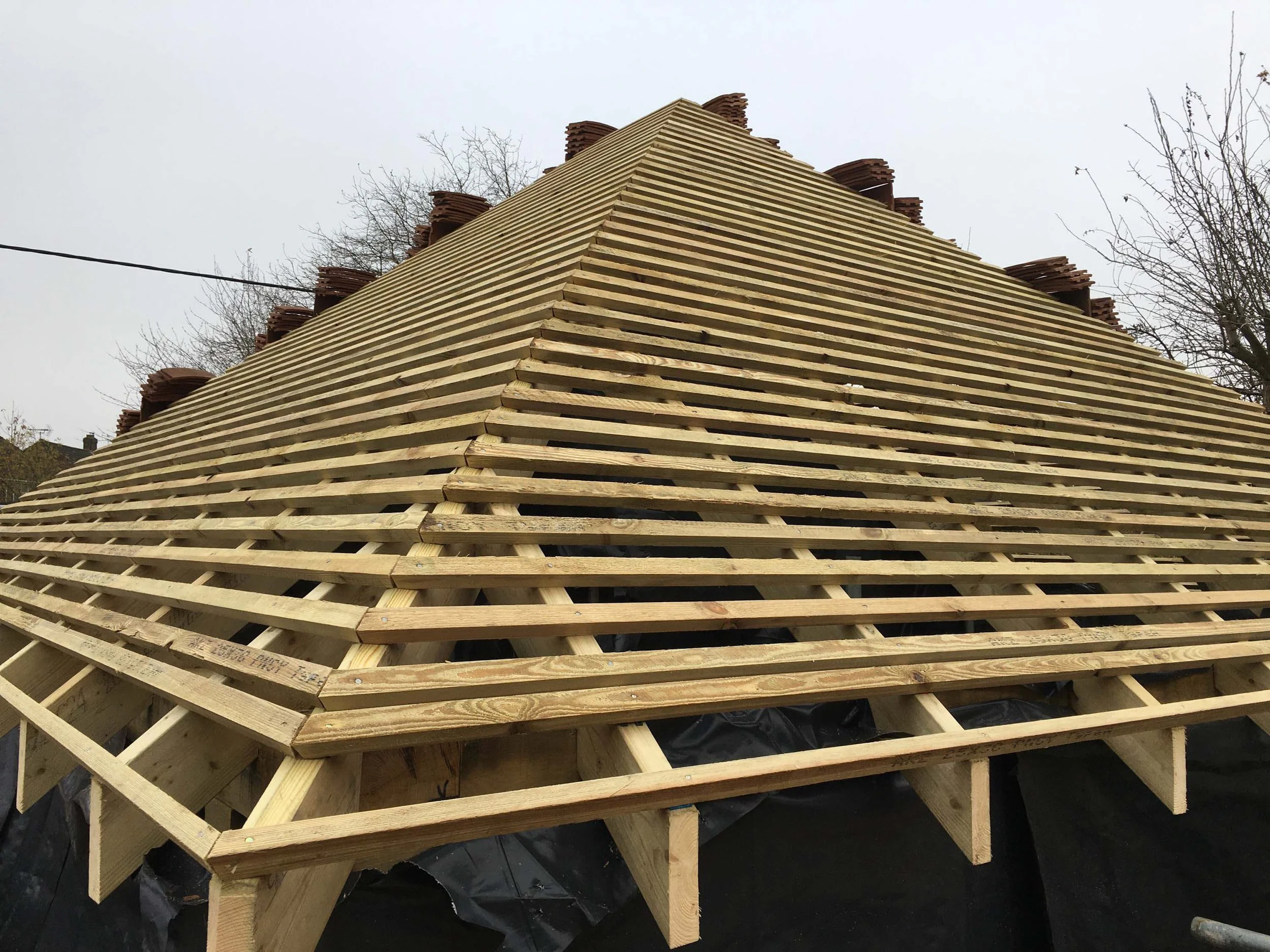 An image of a 2 bay oak frame garage.