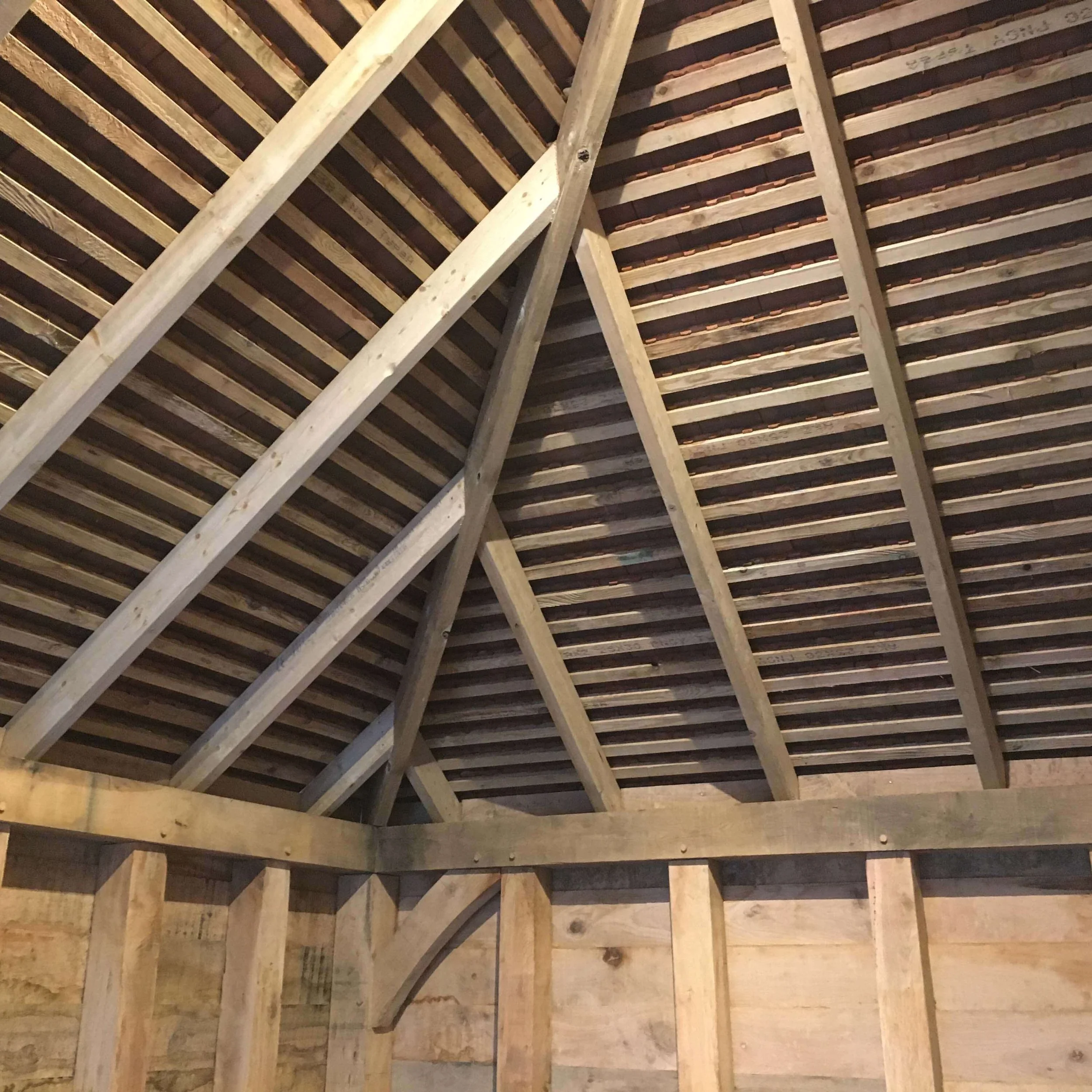 An image of a 2 bay oak frame garage.