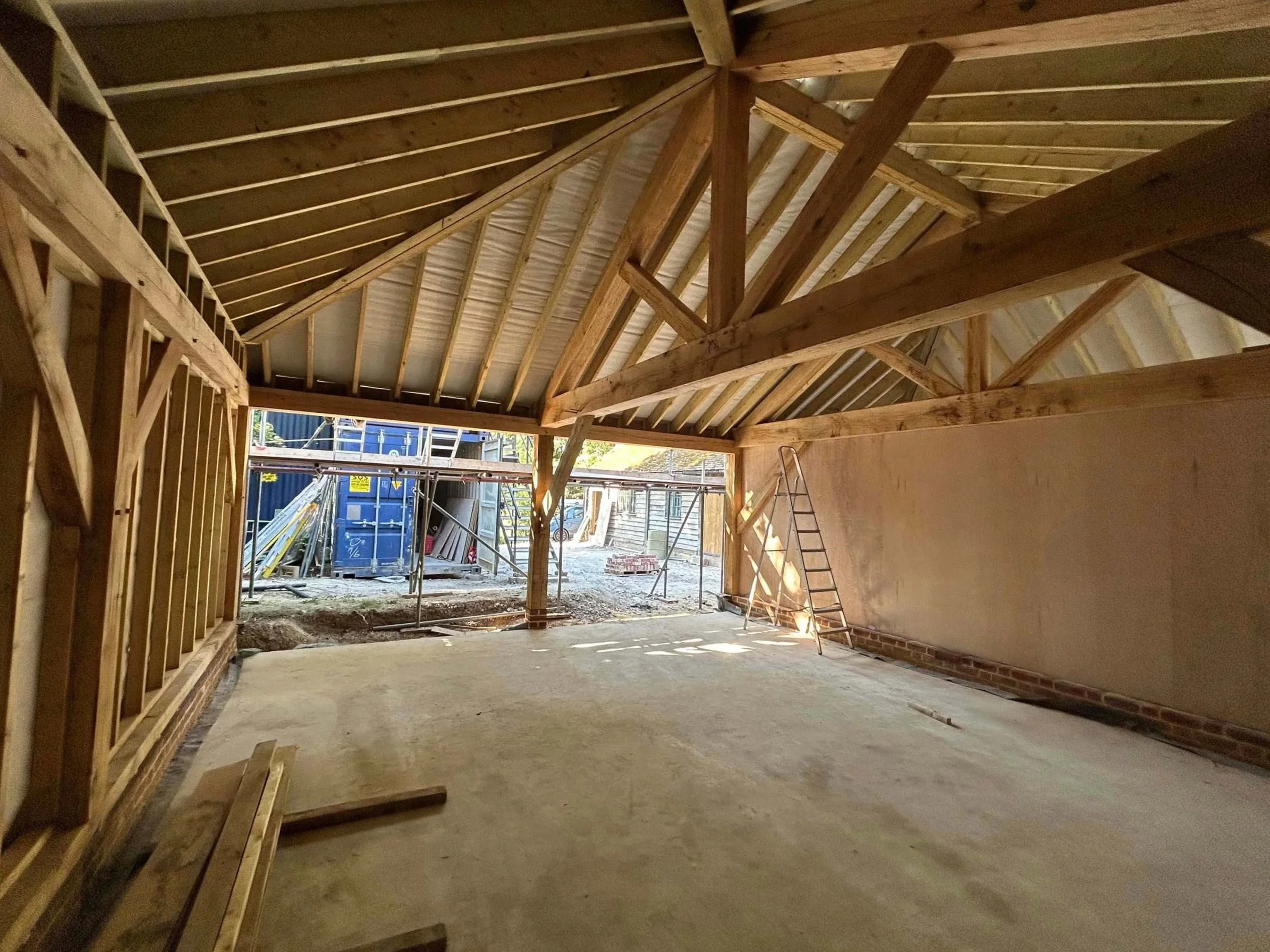 An image of a 3 bay oak garage.