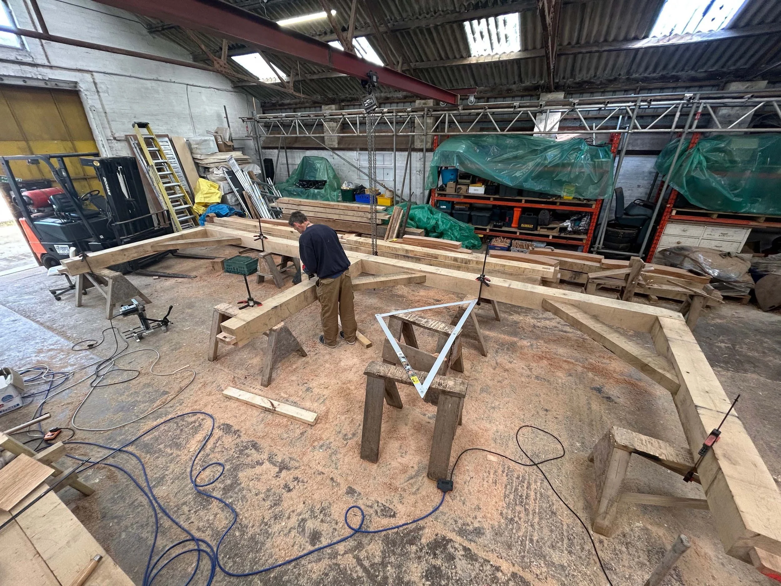 An image of a 3 bay oak garage.