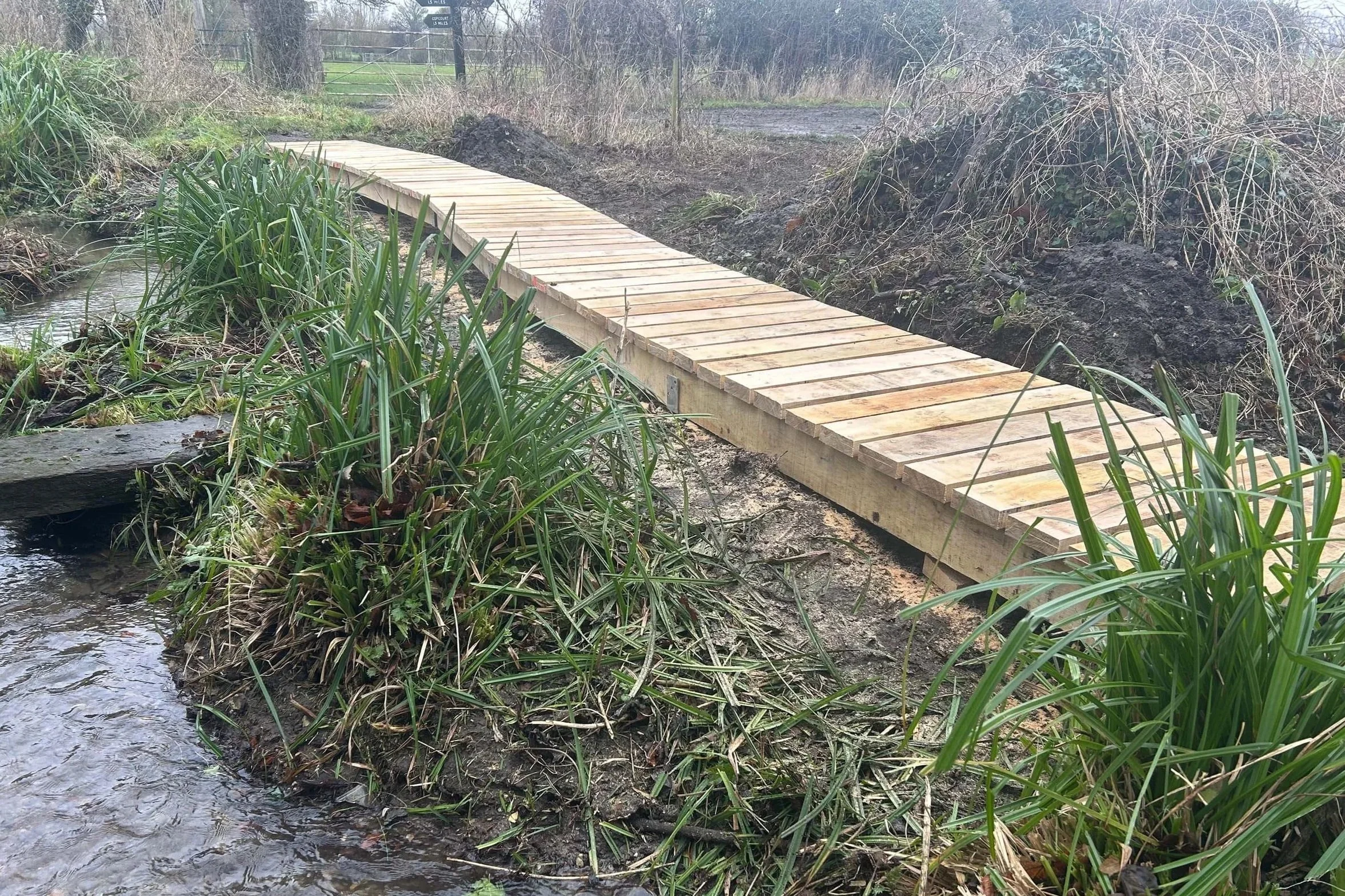An image of a finished foot bridge.