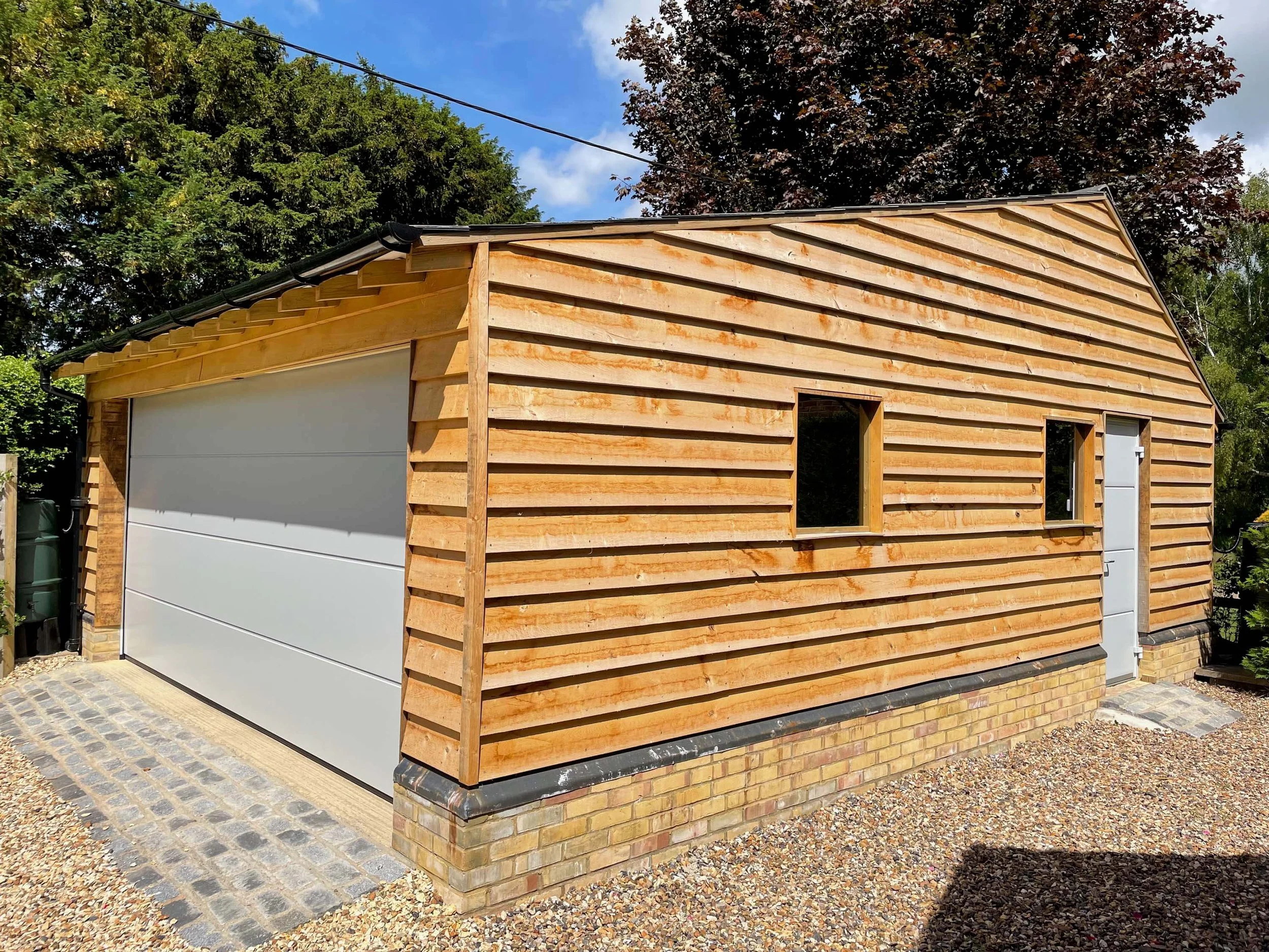 An image of a timber frame garage.