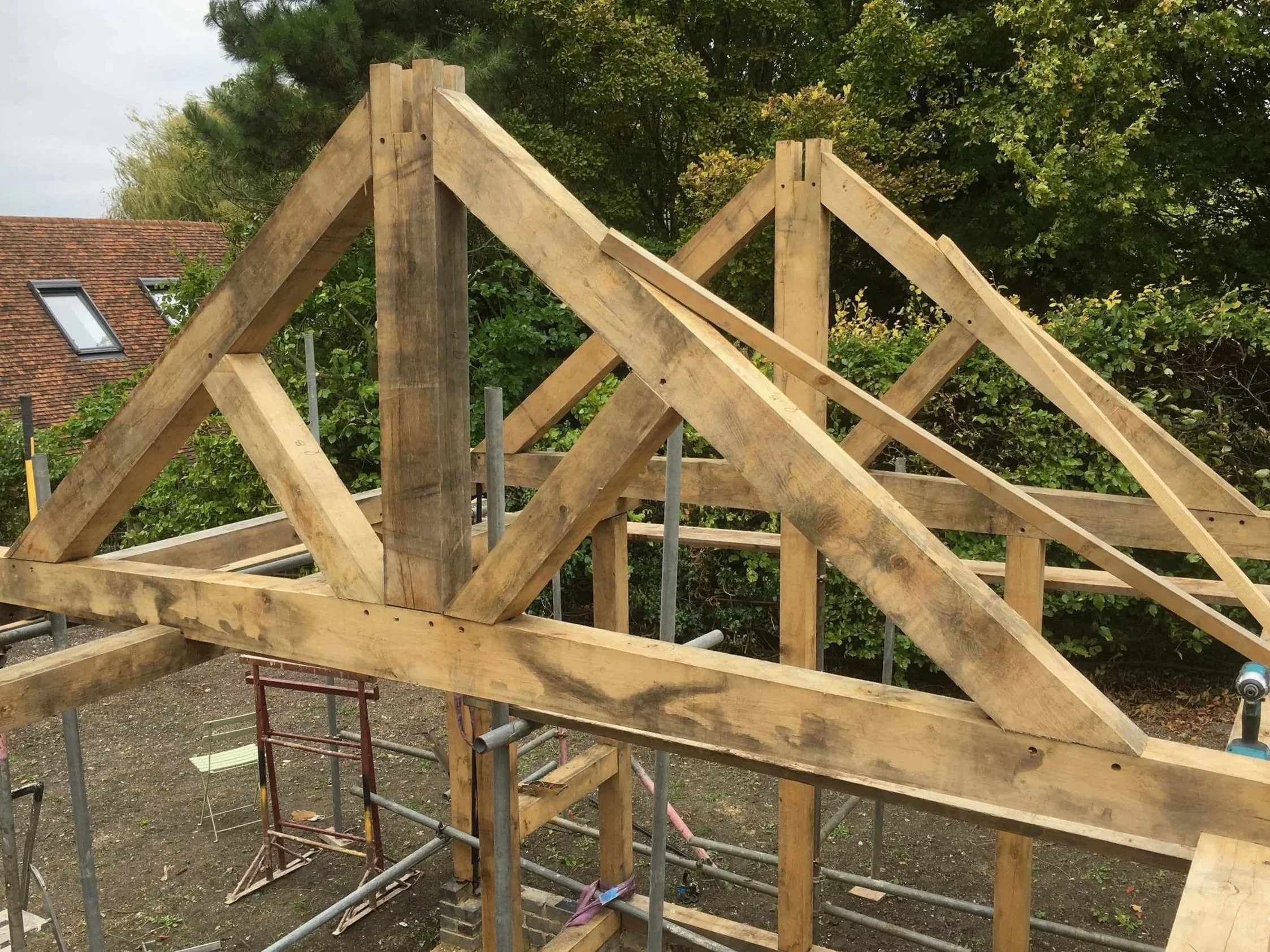 An image of an oak beam summer house roof