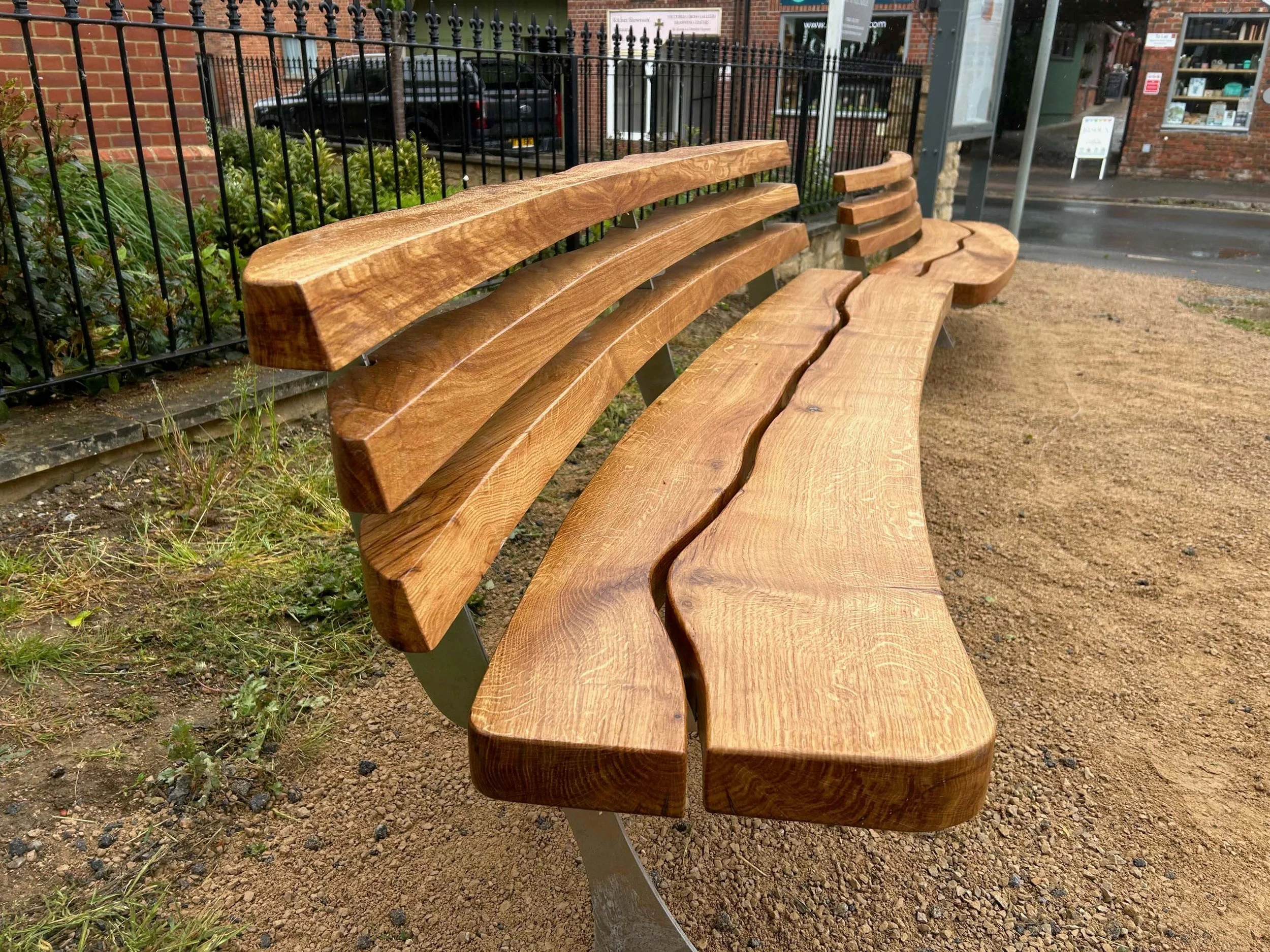 An image of a finished oak bench.