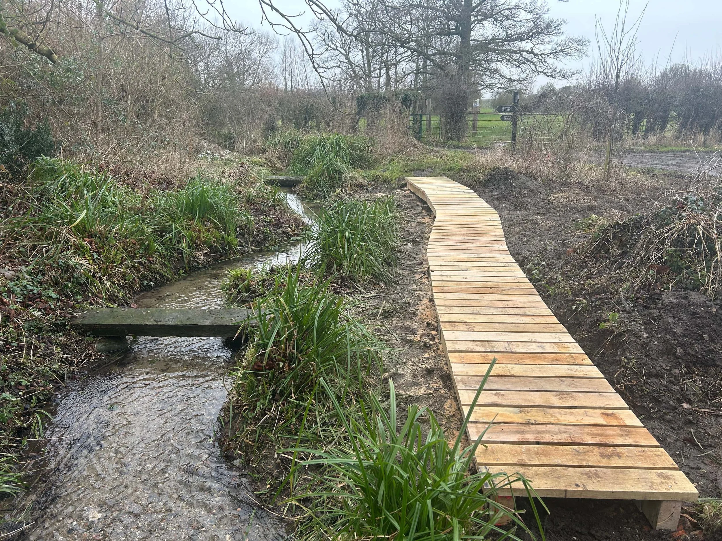 An image of a finished foot bridge.