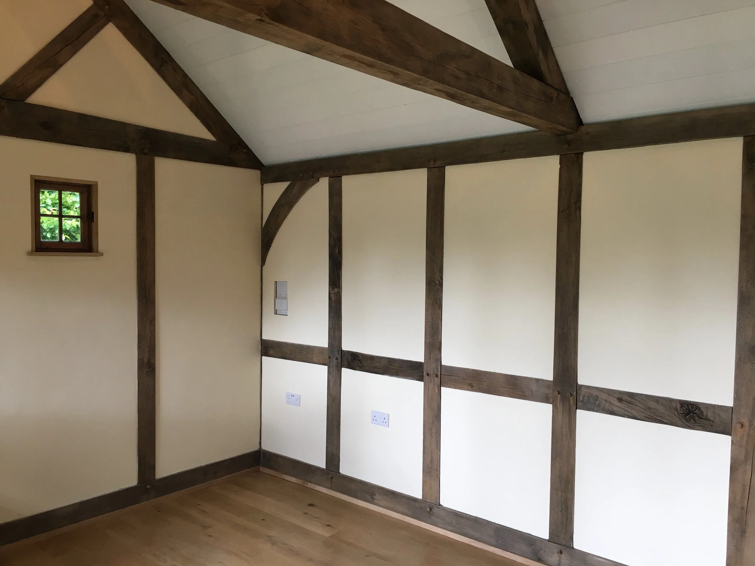 An image of the inside of an oak frame summer house