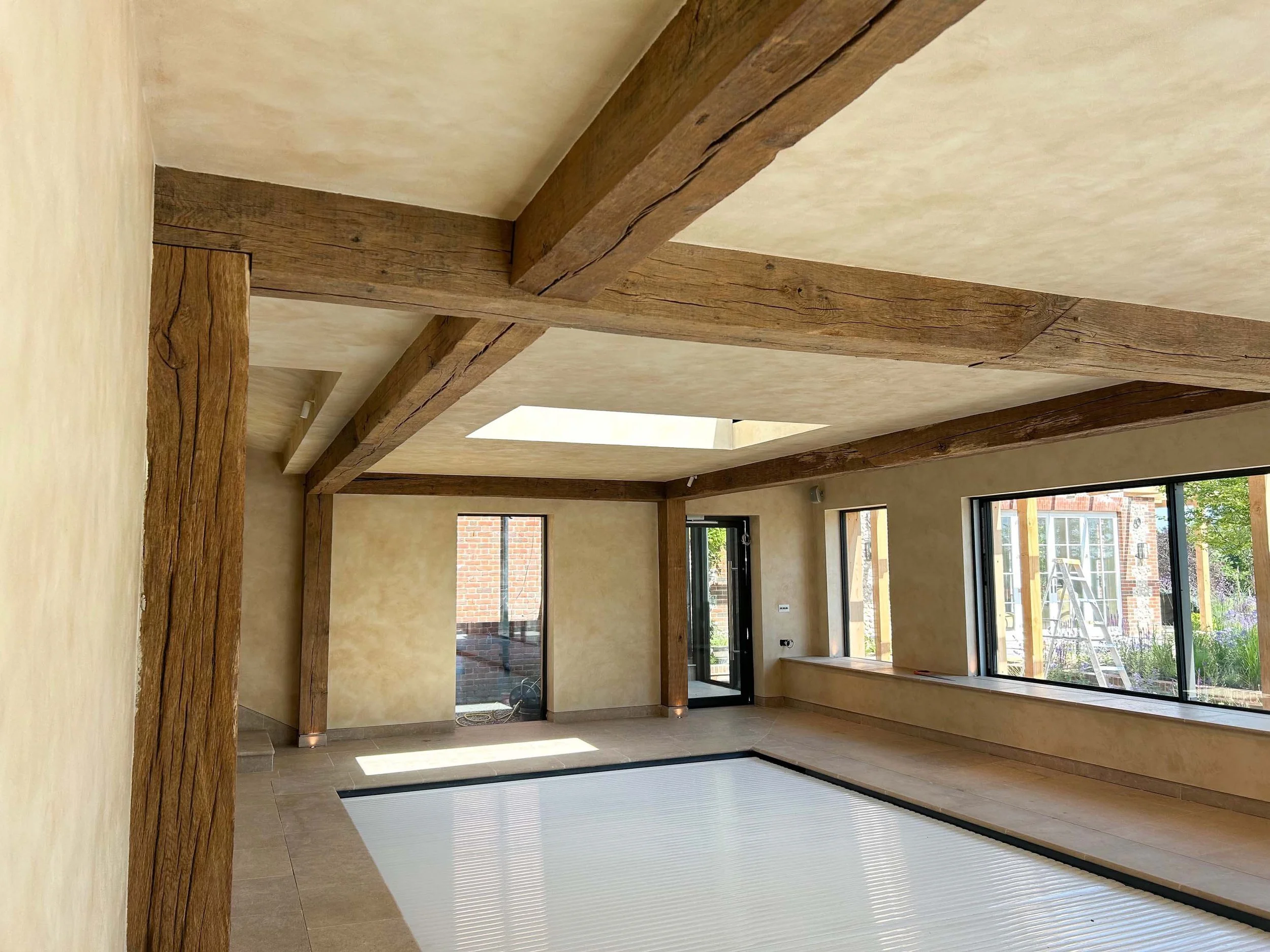 An image of an oak frame swimming pool.