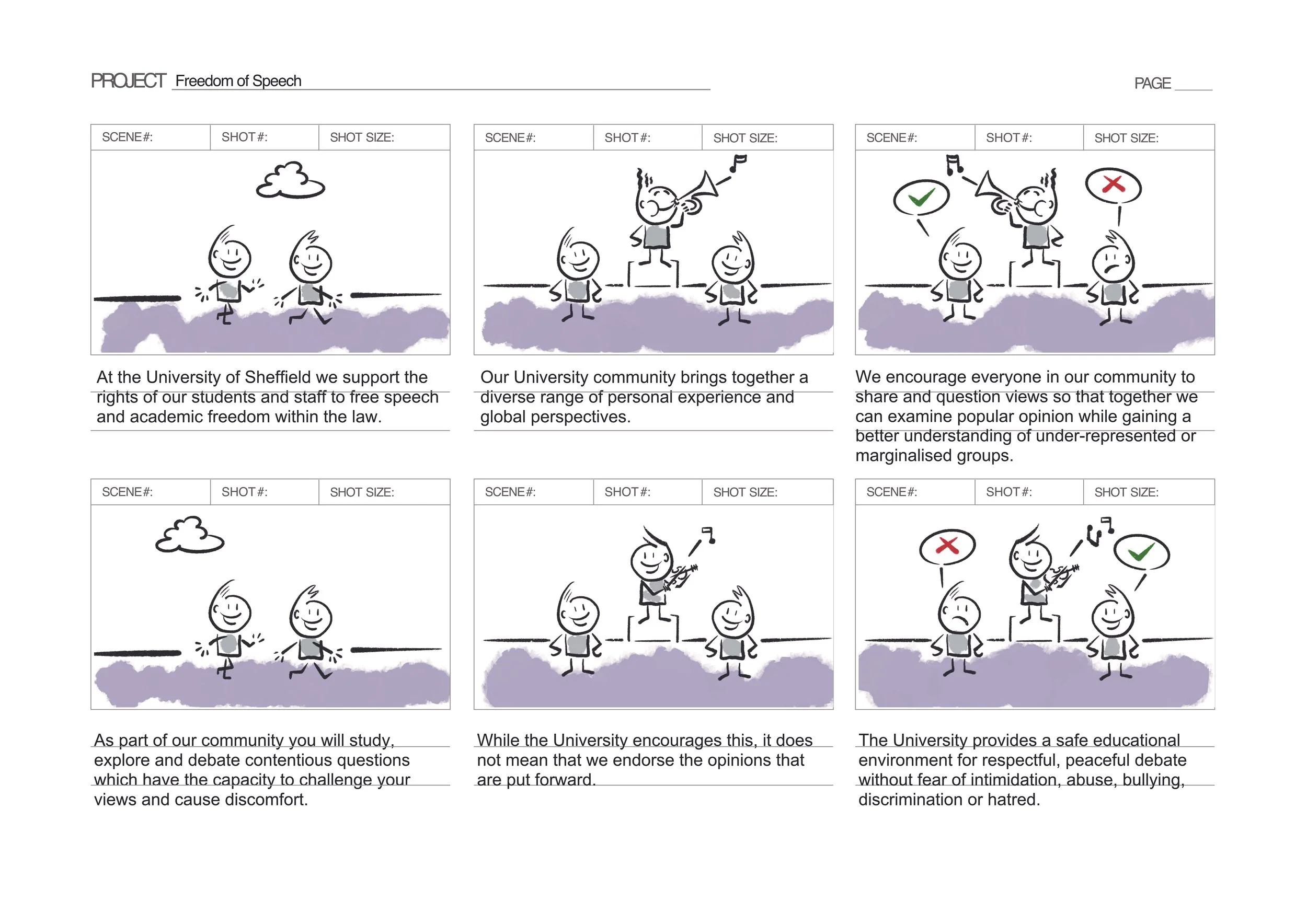 Freedom of Speech storyboard page 1