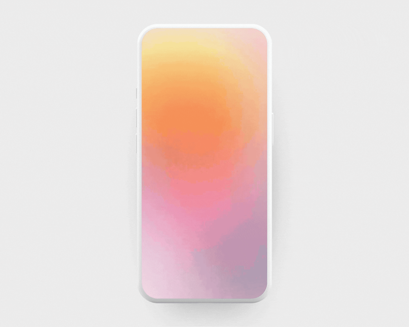 A modern smartphone with a colorful abstract wallpaper on the screen, featuring a gradient of warm colors.