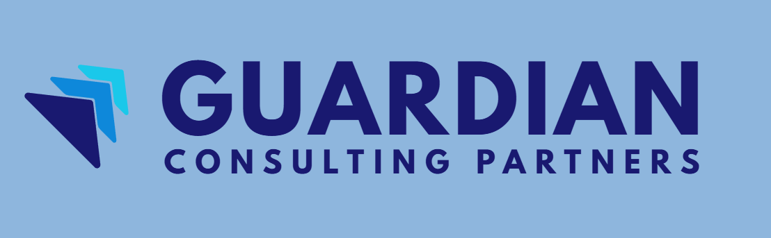 Guardian Consulting Partners logo with blue geometric shapes and company name on a light blue background.