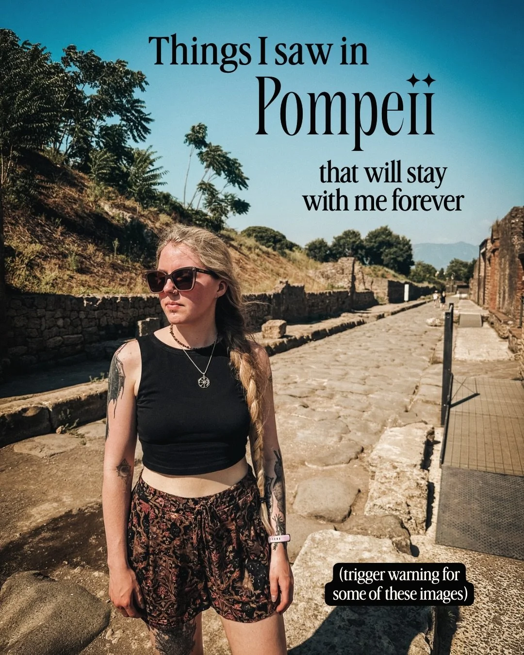Pompeii was a bucket list location for me, and I&rsquo;m so grateful to have been able to go and see it with my own eyes. It&rsquo;s difficult to comprehend how long ago it was and the scale of the disaster. 

We are used to seeing ruined buildings, 
