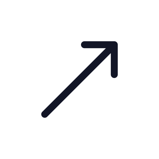 An upward trending arrow symbolized with a diagonal line and an arrowhead pointing up and to the right.