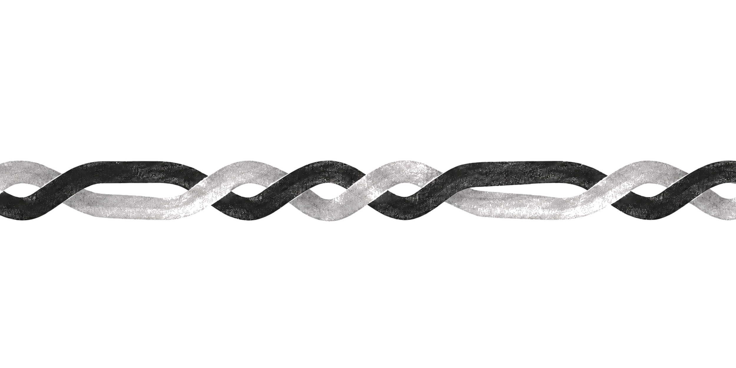 Coiled black and gray rope with a textured surface on a plain background.