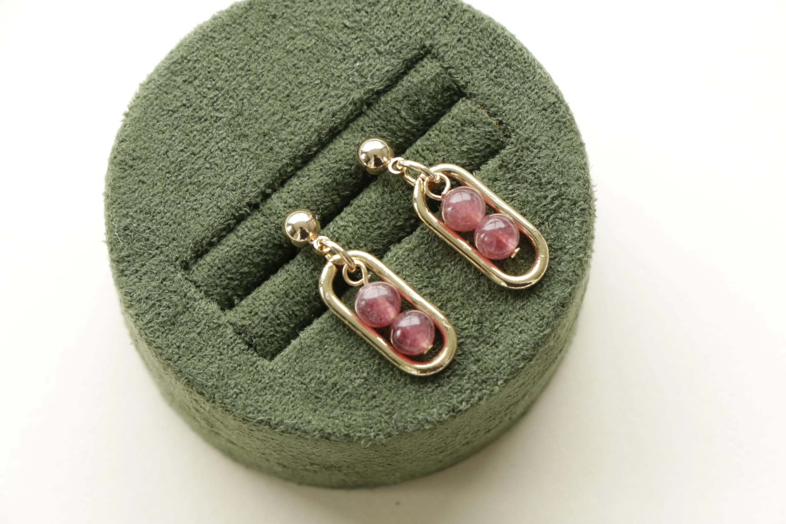 Two Stone Earring - Red Tourmaline