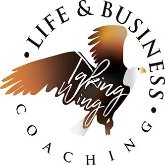 Coaching logo featuring an eagle and circular text for Life & Business Coaching, symbolizing leadership, freedom, mindset growth, and personal development.